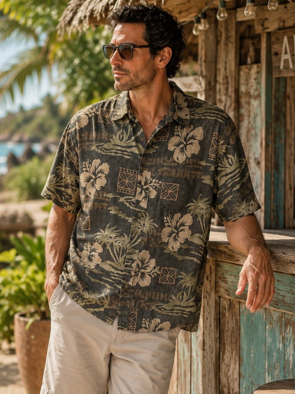 Vintage 100% Cotton Made in Hawaii "Sandwich Isle" Tropical Hawaiian Shirt